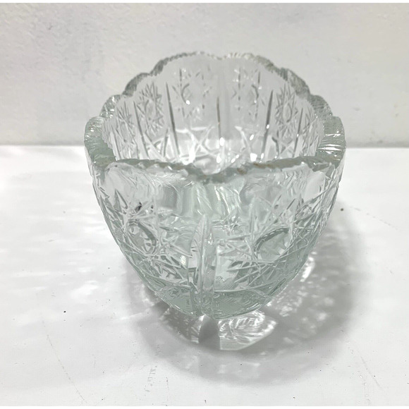 Pasabahce Oblong Bowl Heavy Thick Cut Crystal Vintage Sawtooth Edge - Picture 8 of 8